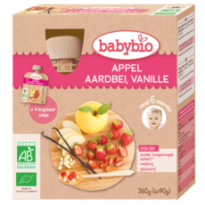 Babybio Apple-Starberry-Vanille | 4 x 90 g