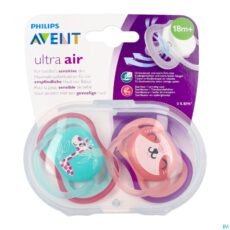 Avent Ultra Air Pacifiers +18M Girl Cat/Giraffe | 2 pcs.