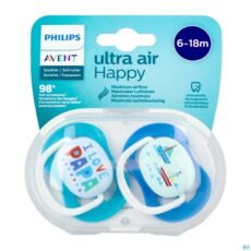 Avent Ultra Air Pacifiers 6-18M Happy Boy SCF080/03 | 2 pcs.