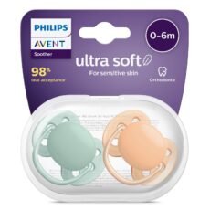 Avent Ultra Soft Pacifier +0M Green-Orange SCF091/03 | 2 pieces