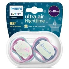 Avent Ultra Air Nighttime Pacifier 6-18M Star/Dream SCF376/14 | 2 pieces