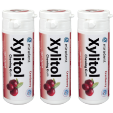 Miradent Xylitol Chewing Gum Cranberry TRIO | 3 x 30 pieces